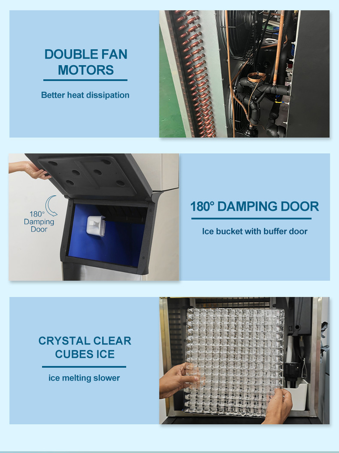 Оригинальная фабрика 200KG/24H Cube Ice Maker Machine Full-Automatic Ice Bin Maker 3