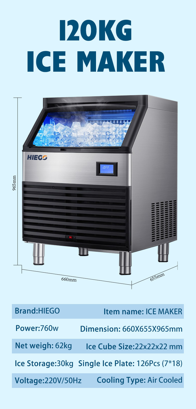 Ice Cube 100kg 24H Полноавтоматическая машина для изготовления кубиков льда 80kg 120KG Ice Maker 6